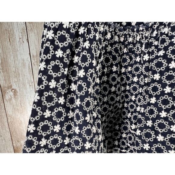 Luna Moon A-Line Full Skirt Size M Navy White Floral Print Ruffle Eyelet Trim - Picture 5 of 12